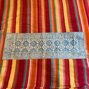 Blue & White Patterned Cotton Table Runner One Size